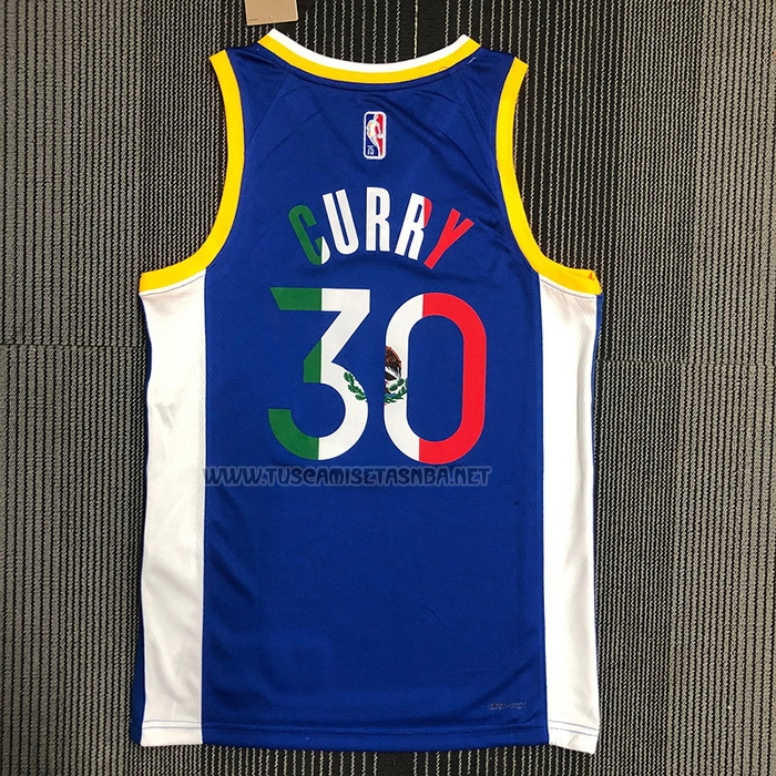 Camiseta Stephen Curry NO 30 Golden State Warriors Icon Royal Special Mexico Edition Azul